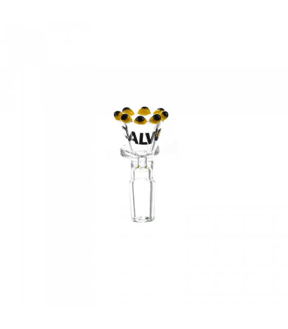 quemador Perla 14mm yellow Calvo Glass, vidrio borosilicato artesanal con perla difusora