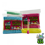 Cotonitos Fórmula Secreta 100 unidades en colores rosado, azul, verde y amarillo.