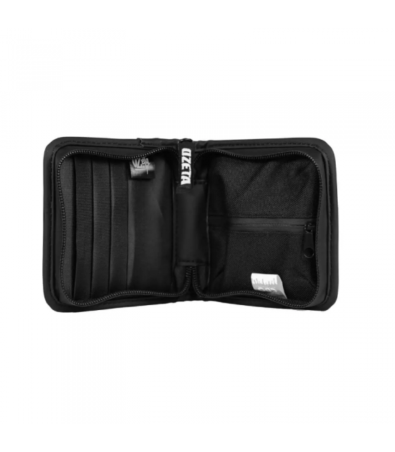 Billetera Ozeta negra con cierre velcro, compartimentos y diseño urbano